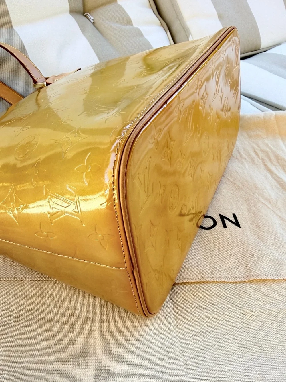Louis Vuitton Vernis Houston Tote Bag Monogram Vernis Yellow Patent Leather